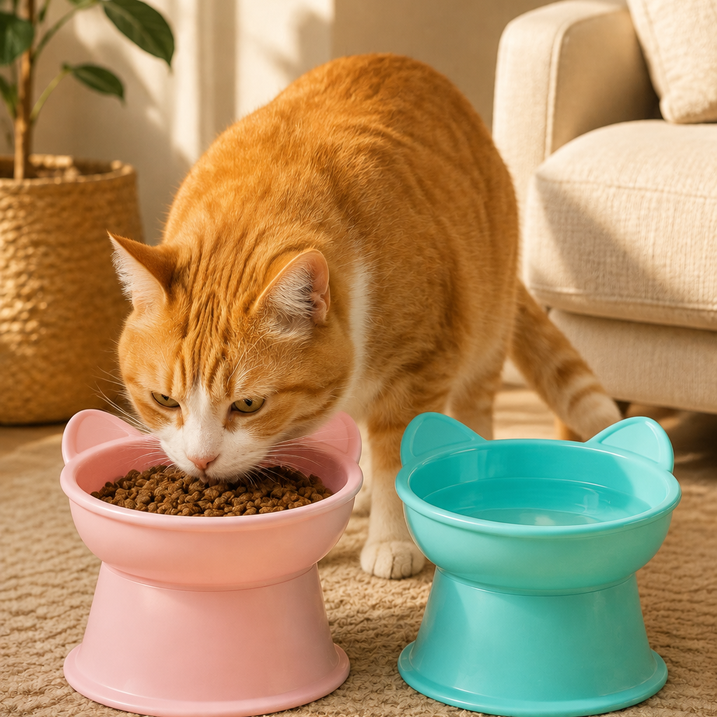 Elevated Cat Bowls, Raised Food & Water Set for Cats and Small Dogs