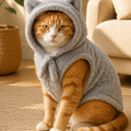 Winter Cat Sweater, Soft Fleece Hoodie Coat for Cats and Small Dogs