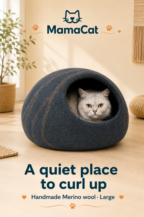 Cat Cave, Premium Handmade Felt Bed Enclosure with Merino Wool