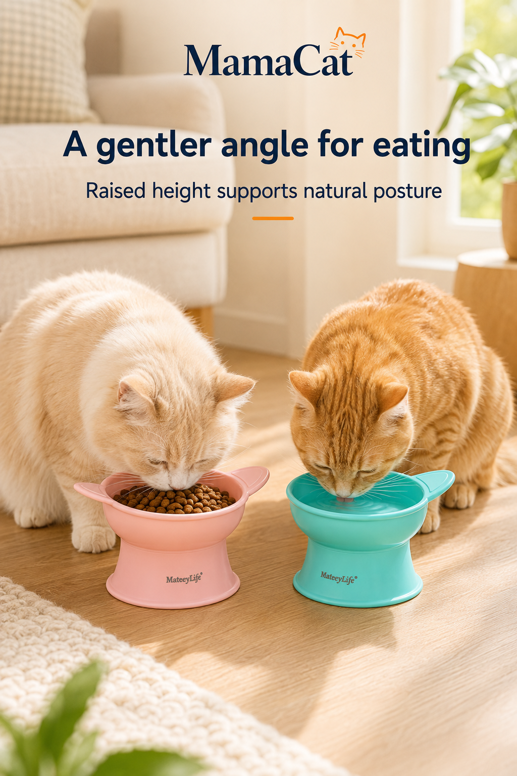 Elevated Cat Bowls, Raised Food & Water Set for Cats and Small Dogs
