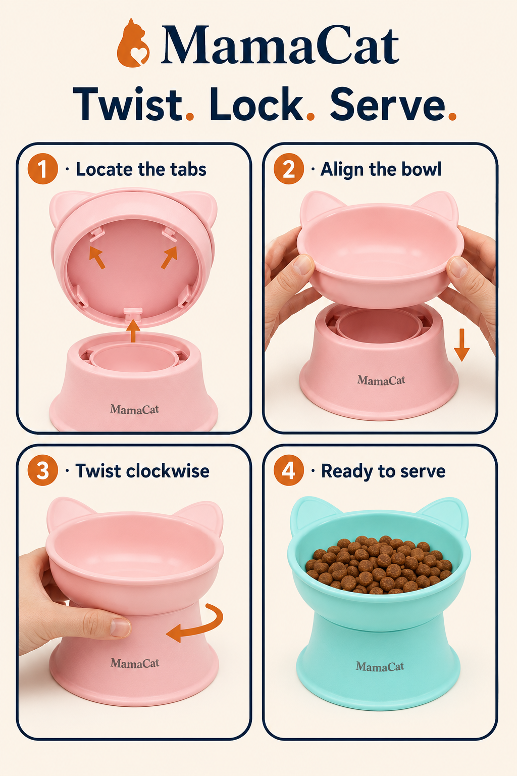 Elevated Cat Bowls, Raised Food & Water Set for Cats and Small Dogs