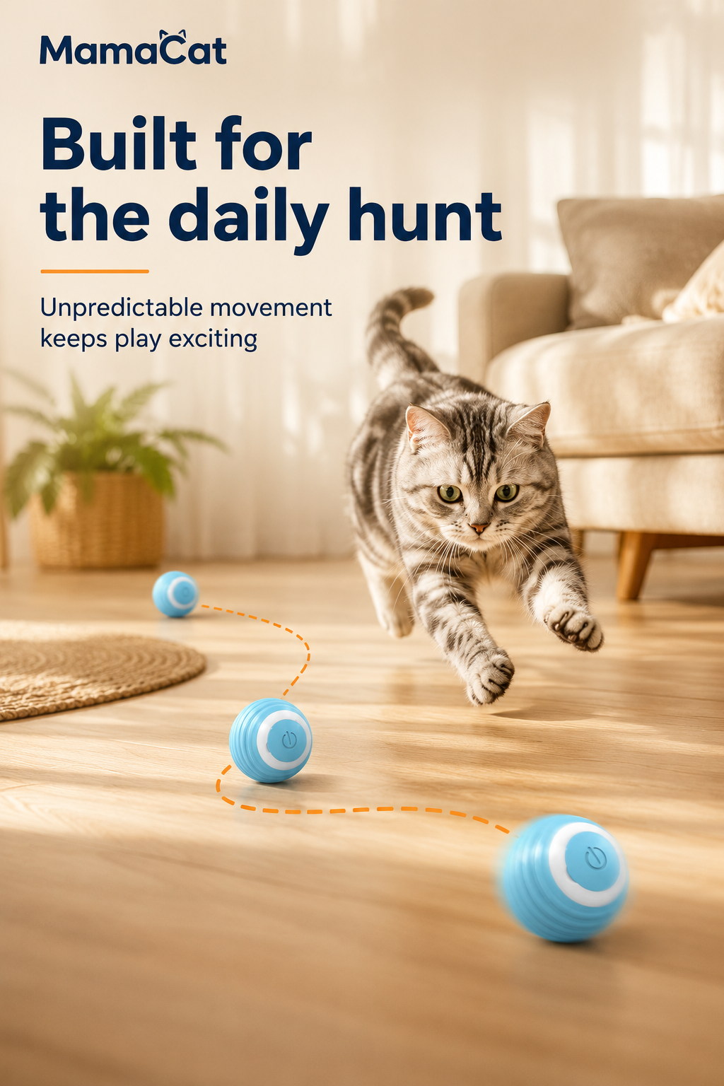 Interactive Cat Ball, USB Rechargeable Automatic Rolling Toy with Random Motion
