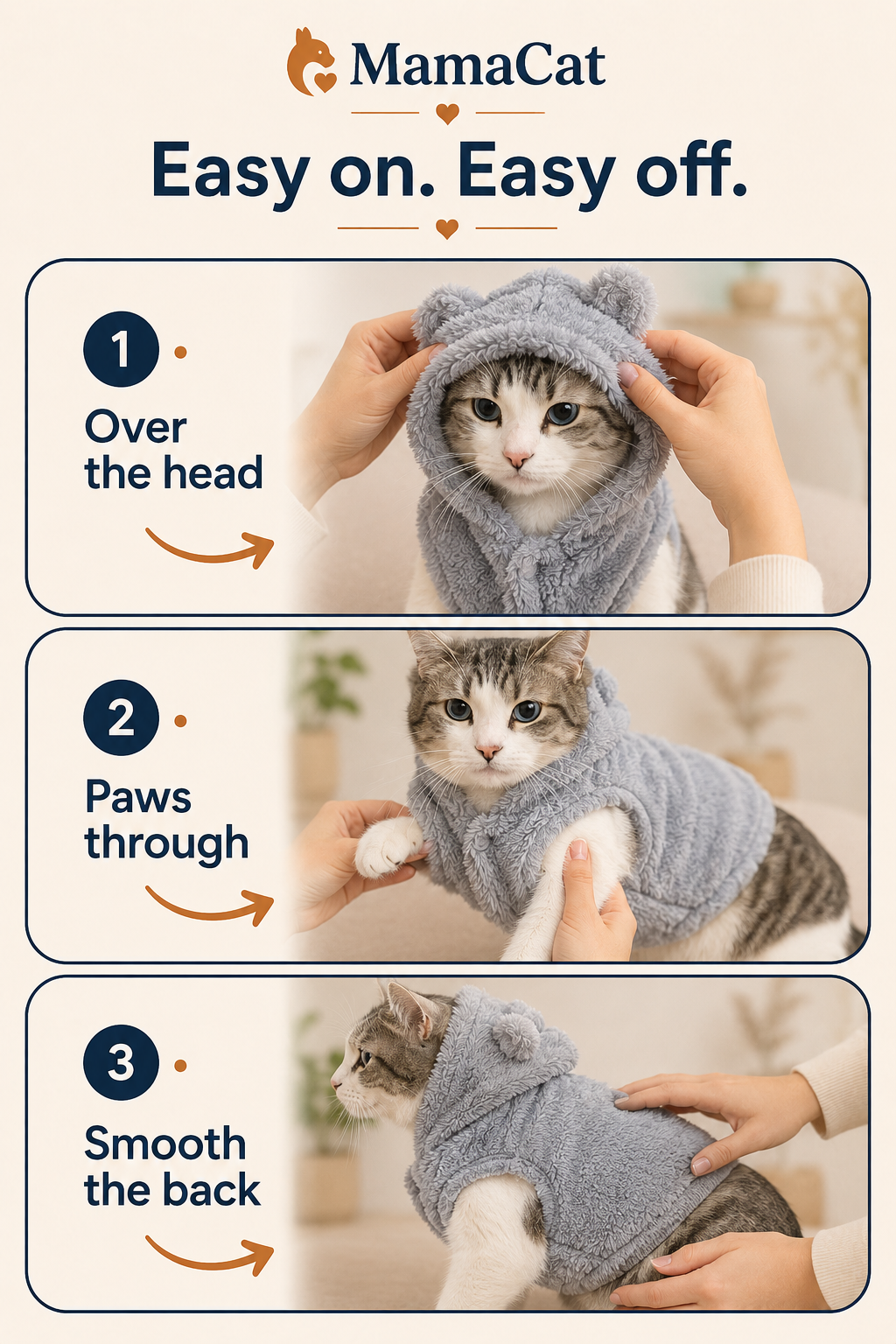 Winter Cat Sweater, Soft Fleece Hoodie Coat for Cats and Small Dogs